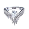 Women's Copper Inlaid Water Drop Zircon Ring With Crown Pattern And Wings Design