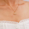 Women's Copper Inlaid Zircon Crown Pendant Necklace With Electroplating And O Chain