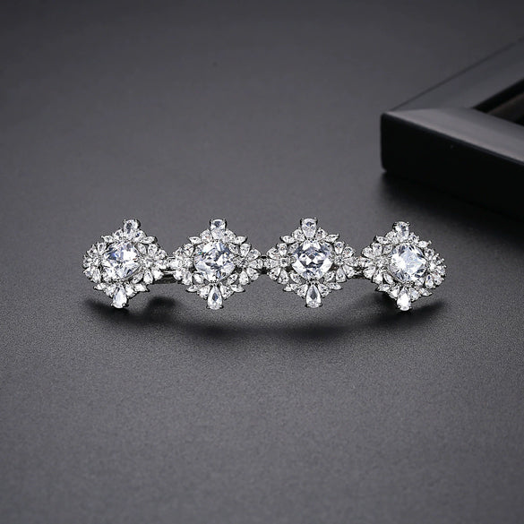 Women's Copper Inlaid Zircon Flower Hair Clip Electroplated Geometric Bangs Accessory