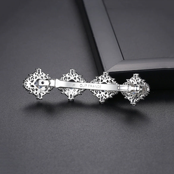 Women's Copper Inlaid Zircon Flower Hair Clip Electroplated Geometric Bangs Accessory