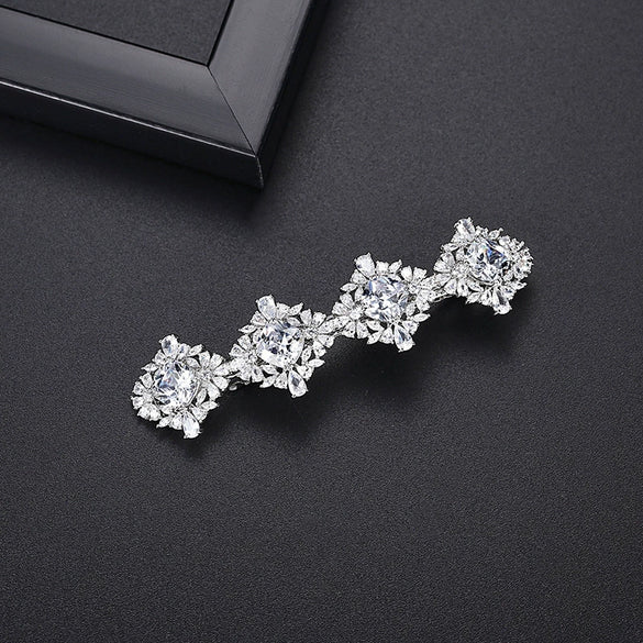 Women's Copper Inlaid Zircon Flower Hair Clip Electroplated Geometric Bangs Accessory