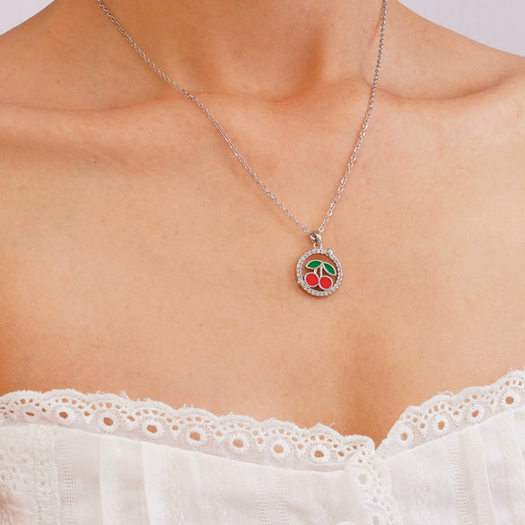 Women's Copper Inlaid Zircon Fruit Pendant Necklace Electroplated Light Luxury Style