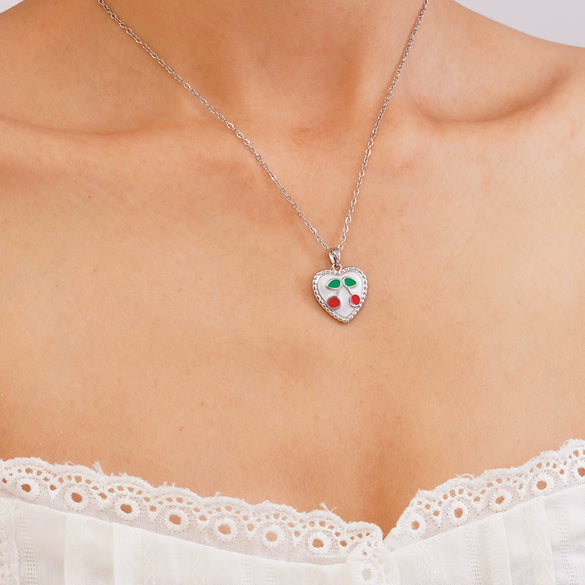 Women's Copper Inlaid Zircon Fruit Pendant Necklace Electroplated Light Luxury Style