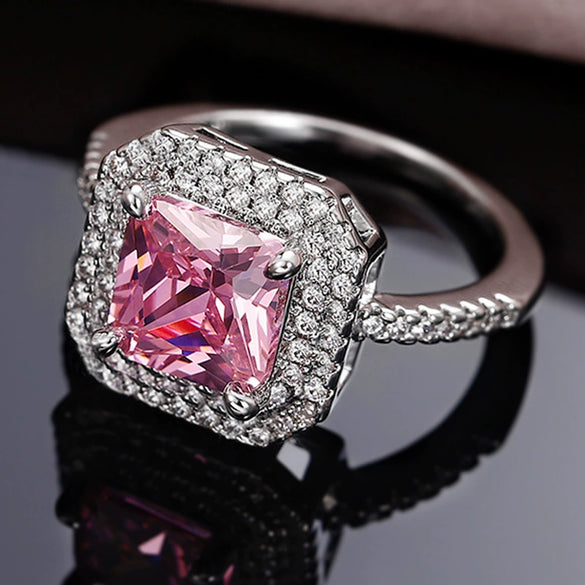 Women's Copper Inlaid Zircon Geometric Ring And Bracelet