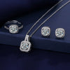 Women's Copper Inlaid Zircon Geometric Style Square Earrings Necklace Ring Three Piece Set