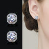 Women's Copper Inlaid Zircon Geometric Style Square Earrings Necklace Ring Three Piece Set