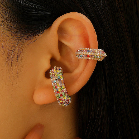 Women's Copper Inlaid Zircon Geometric Ushaped Cring Cshaped Ear Clips