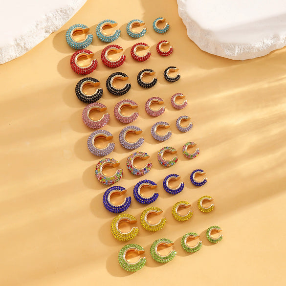 Women's Copper Inlaid Zircon Geometric Ushaped Cring Cshaped Ear Clips
