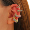 Women's Copper Inlaid Zircon Geometric Ushaped Cring Cshaped Ear Clips