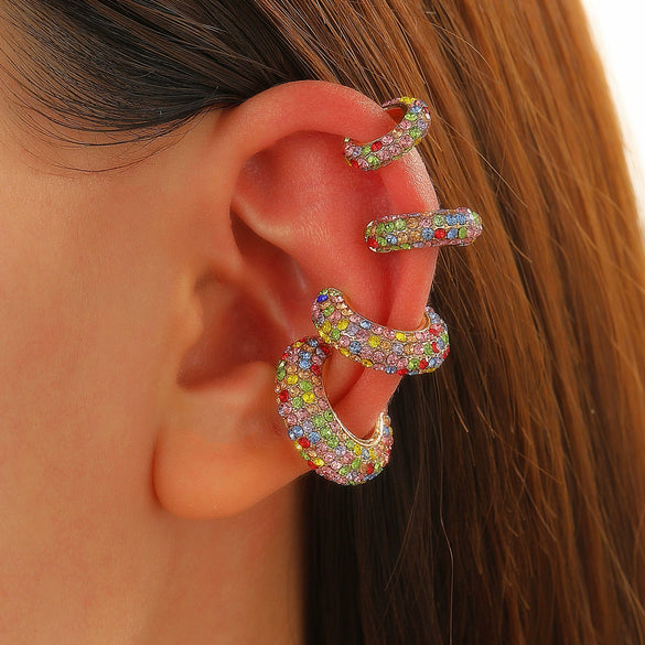 Women's Copper Inlaid Zircon Geometric Ushaped Cring Cshaped Ear Clips