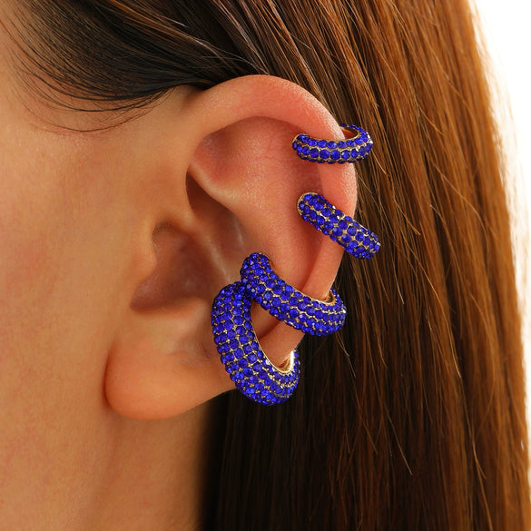 Women's Copper Inlaid Zircon Geometric Ushaped Cring Cshaped Ear Clips