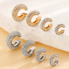Women's Copper Inlaid Zircon Geometric Ushaped Cring Cshaped Ear Clips
