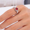 Women's Copper Inlaid Zircon Heart Ring Light Luxury Style Electroplated