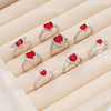Women's Copper Inlaid Zircon Heart Ring Light Luxury Style Electroplated