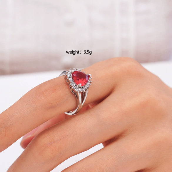 Women's Copper Inlaid Zircon Heart Ring Light Luxury Style Electroplated