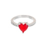 Women's Copper Inlaid Zircon Heart Ring Light Luxury Style Electroplated