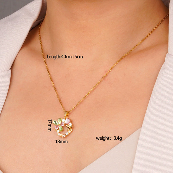 Women's Copper Inlaid Zircon Heart Shape Pendant Ochain Jewelry Light Luxury Style Electroplating