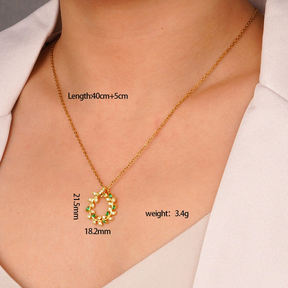 Women's Copper Inlaid Zircon Heart Shape Pendant Ochain Jewelry Light Luxury Style Electroplating