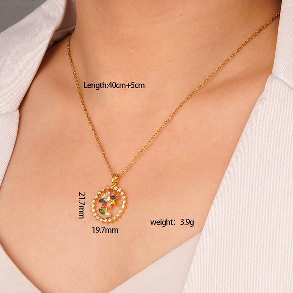 Women's Copper Inlaid Zircon Heart Shape Pendant Ochain Jewelry Light Luxury Style Electroplating