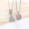 Women's Copper Inlaid Zircon Pendant Necklace With Geometric Pattern And Letter Shape Set With Diamonds