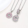 Women's Copper Inlaid Zircon Pendant Necklace With Geometric Pattern And Letter Shape Set With Diamonds