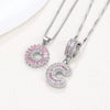 Women's Copper Inlaid Zircon Pendant Necklace With Geometric Pattern And Letter Shape Set With Diamonds