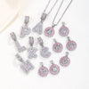 Women's Copper Inlaid Zircon Pendant Necklace With Geometric Pattern And Letter Shape Set With Diamonds