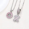 Women's Copper Inlaid Zircon Pendant Necklace With Geometric Pattern And Letter Shape Set With Diamonds