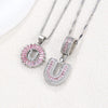 Women's Copper Inlaid Zircon Pendant Necklace With Geometric Pattern And Letter Shape Set With Diamonds