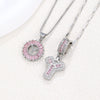 Women's Copper Inlaid Zircon Pendant Necklace With Geometric Pattern And Letter Shape Set With Diamonds