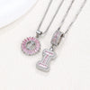Women's Copper Inlaid Zircon Pendant Necklace With Geometric Pattern And Letter Shape Set With Diamonds