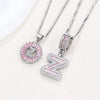 Women's Copper Inlaid Zircon Pendant Necklace With Geometric Pattern And Letter Shape Set With Diamonds