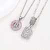 Women's Copper Inlaid Zircon Pendant Necklace With Geometric Pattern And Letter Shape Set With Diamonds