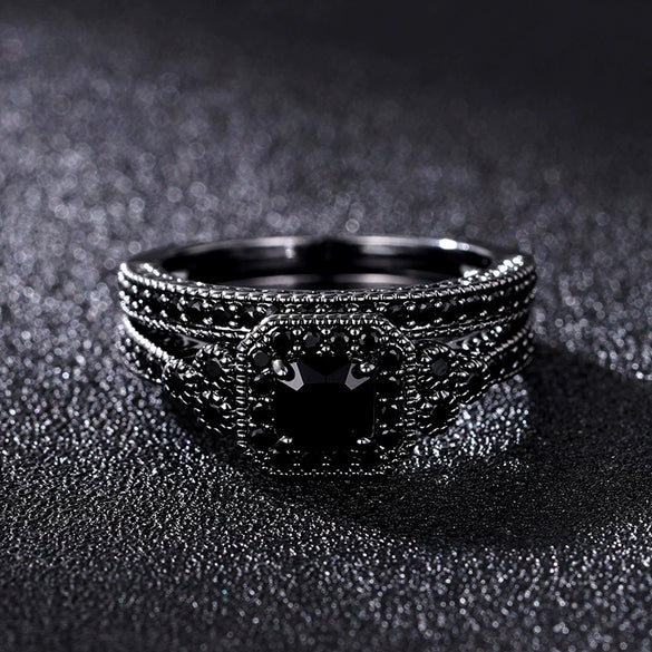Women's Copper Inlaid Zircon Ring Light Luxury Geometric Style