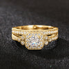 Women's Copper Inlaid Zircon Ring Light Luxury Geometric Style
