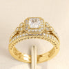 Women's Copper Inlaid Zircon Ring Light Luxury Geometric Style