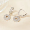Women's Copper Inlaid Zircon Round Star Geometric Style Earrings