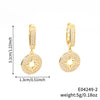Women's Copper Inlaid Zircon Round Star Geometric Style Earrings