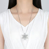 Women's Copper Inlaid Zircon Snowflake Necklace Snake Bone Chain Geometric Fashion Jewelry With Electroplated Finish
