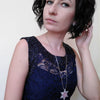 Women's Copper Inlaid Zircon Snowflake Necklace Snake Bone Chain Geometric Fashion Jewelry With Electroplated Finish