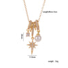 Women's Copper Inlaid Zircon Star Butterfly Pendant Necklace With Rhombus Animal Zodiac Pattern And Electroplating Process