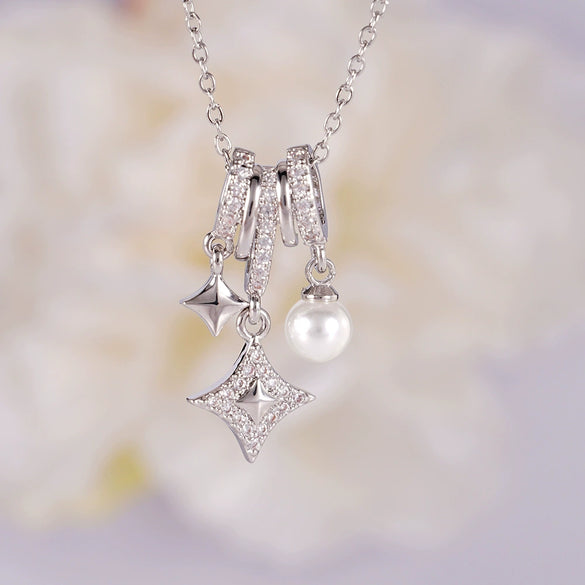Women's Copper Inlaid Zircon Star Butterfly Pendant Necklace With Rhombus Animal Zodiac Pattern And Electroplating Process