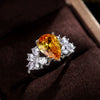 Women's Copper Inlaid Zircon Water Drop Pear Shaped Geometric Ring Jewelry