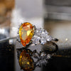 Women's Copper Inlaid Zircon Water Drop Pear Shaped Geometric Ring Jewelry