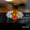 Women's Copper Inlaid Zircon Water Drop Pear Shaped Geometric Ring Jewelry