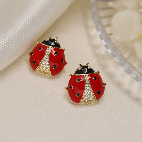 Women's Copper Insect Shaped Oil Dropping Earrings