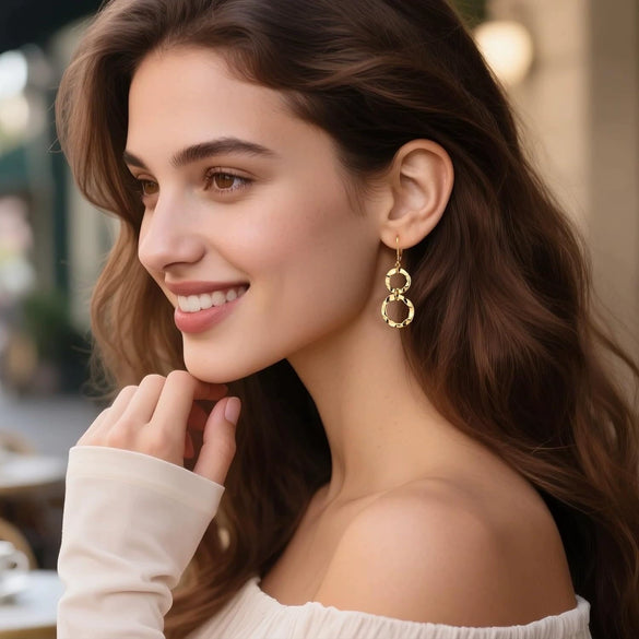Women's Copper Irregular Hollow Circle Pendant Earrings Electroplated Geometric Fashion Jewelry