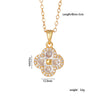Women's Copper Jewelry Inlaid Zircon And Mixed Gemstone Fourleaf Clover Pendant With Geometric Pattern Electroplated O Chain Light Luxury Style