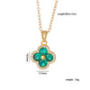 Women's Copper Jewelry Inlaid Zircon And Mixed Gemstone Fourleaf Clover Pendant With Geometric Pattern Electroplated O Chain Light Luxury Style