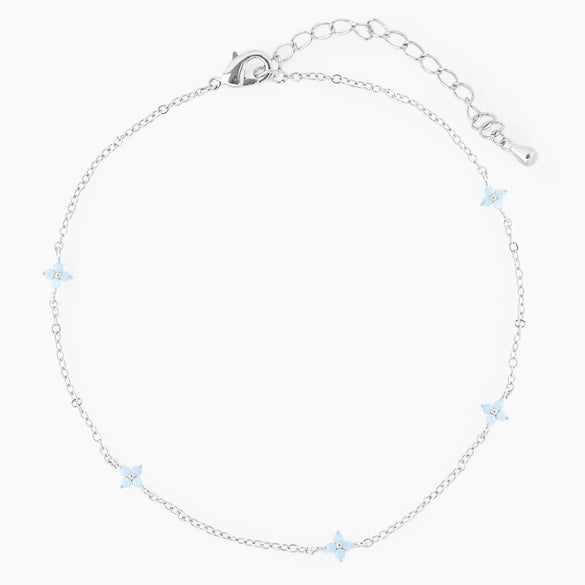 Women's Copper Jewelry Set With Plant Flowers Pattern And Electroplating Treatment Including Anklet Necklace And Clavicle Chain